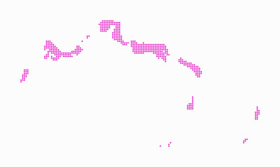 Turks and Caicos Islands dotted map. Digital style map of the country on a white background. Turks and Caicos Islands shape with circle dots. Colored dots style. Small-sized circles.