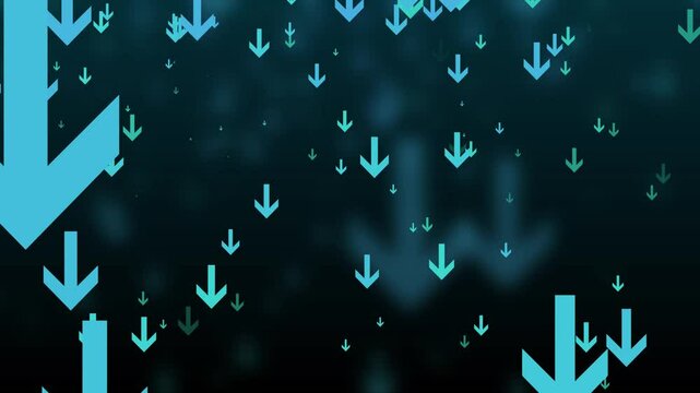 Abstract Downward Arrows on Dark Background, Abstract background with downward arrows in orange and red tones on a dark gradient backdrop