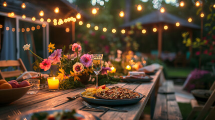 Outdoor summer party with natural light on a sunny day