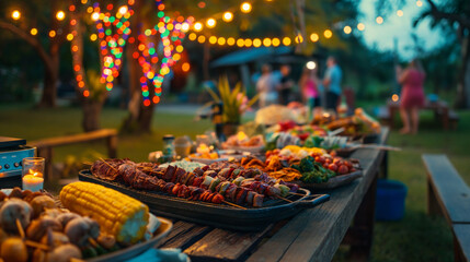 Outdoor summer party with natural light on a sunny day