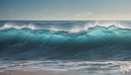 Fototapeta premium Dreamy blue waves, soft focus, creating a serene and calming atmosphere , design, nature, gradient