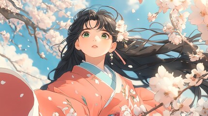 A beautiful woman, this image showcases her long, flowy black hair in a stunning way.