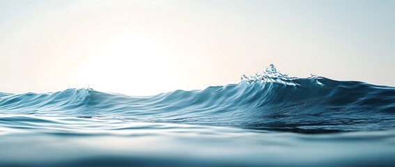 Ocean wave splashing water against the sky serene and minimalist blue water surface