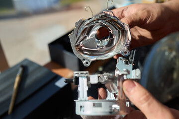 A Detailed Close Up View of an Automotive Headlight Assembly Displaying Quality and Craftsmanship