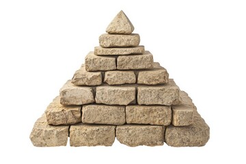 Stone pyramid stacked neatly isolated on white background