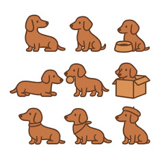 Obraz premium Miniature dachshunds playing and resting in various poses 