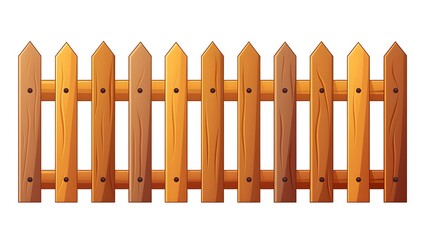 Professional wooden fence isolated on white background for architectural design projects