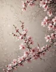 Fototapeta premium Delicate blossoms emerge, textured paper backdrop , image, gentle, background