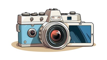 Professional Image of Digital Camera and Smartphone Technology Objects for Creative Projects