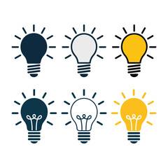 Collection of light bulb illustrations representing ideas and innovation.