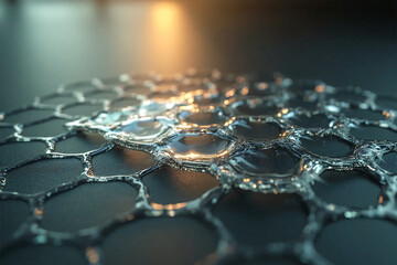 Graphene structure. Promising material in nanoelectronics and integrated circuits.Two-dimensional allotropic modification of carbon formed by a layer of carbon atoms one atom thick.