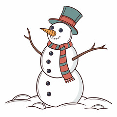 Creative Snowman Vector Illustration | Beautiful and Festive Winter Character Design for Christmas, Holiday Cards, and Seasonal Decorations


