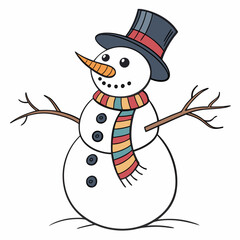 Creative Snowman Vector Illustration | Beautiful and Festive Winter Character Design for Christmas, Holiday Cards, and Seasonal Decorations

