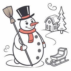 Creative Snowman Vector Illustration | Beautiful and Festive Winter Character Design for Christmas, Holiday Cards, and Seasonal Decorations

