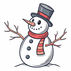 Creative Snowman Vector Illustration | Beautiful and Festive Winter Character Design for Christmas, Holiday Cards, and Seasonal Decorations


