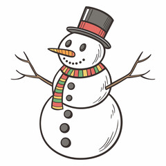 Creative Snowman Vector Illustration | Beautiful and Festive Winter Character Design for Christmas, Holiday Cards, and Seasonal Decorations

