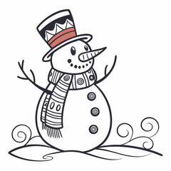 Creative Snowman Vector Illustration | Beautiful and Festive Winter Character Design for Christmas, Holiday Cards, and Seasonal Decorations

