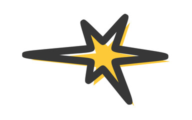 Yellow star glowing hand drawn