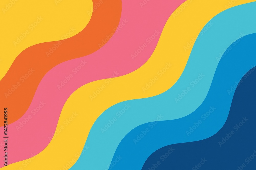 Poster smooth, flowing lines in a spectrum of vibrant colors create a dynamic and energetic abstract compos