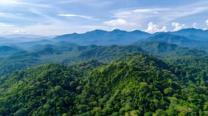 Naklejka premium A Tranquil Walk Through the Lush Green Forest: Embracing Nature’s Calm and Environmental Beauty