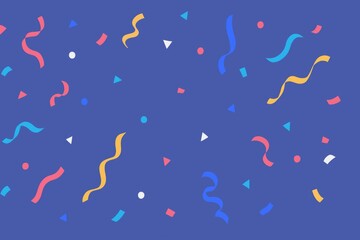 Festive confetti and ribbons are creating a celebratory atmosphere, perfect for party, birthday, or holiday themes, adding a touch of fun and excitement to any design