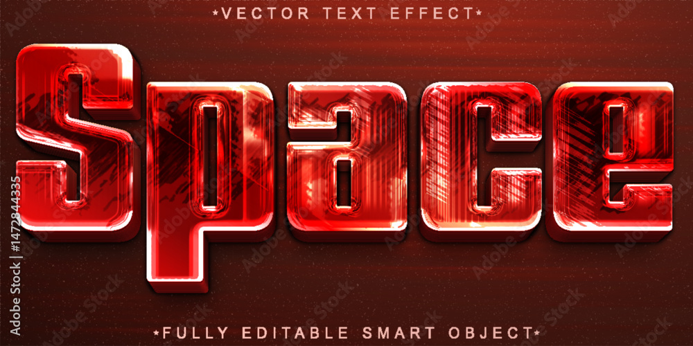 Poster red bright space vector fully editable smart object text effect