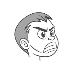 Minimal Monochrome Angry Face in Flat Vector Style