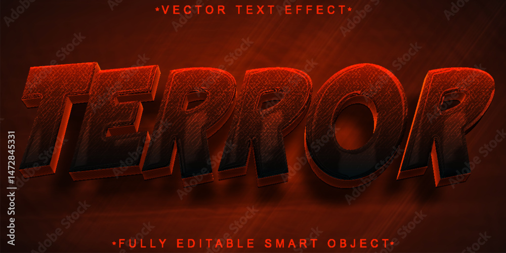 Poster red horror terror vector fully editable smart object text effect