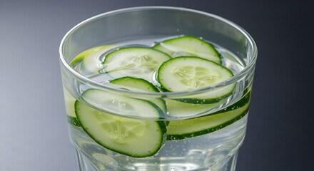Refreshing Cucumber Infused Water In a Glass For Healthy Lifestyle Concept