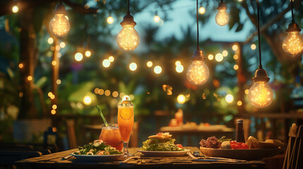 Outdoor summer party with natural light on a sunny day