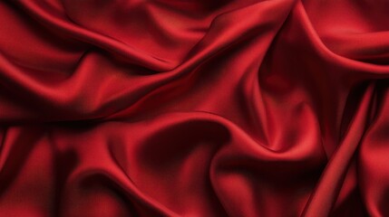 Obraz premium An elegant close-up of luxurious red satin fabric, showcasing its rich texture and alluring sheen, perfect for fashion and interior design inspirations.