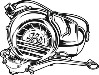 black and white scooter engine vector © Setiawan