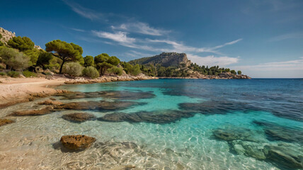 Collage of beautiful landscape with mountains  forest and river in summer