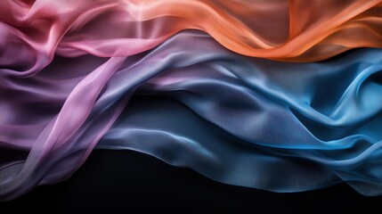Fototapeta premium An enchanting display of flowing silk fabric in vibrant gradients, creating a soft and dreamy effect that evokes feelings of elegance, beauty, and artistic expression.