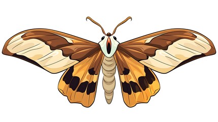 Detailed Cartoon Moth Coloring Book Illustration for Insect Education Materials