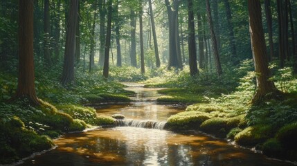 Obraz premium Tranquil forest stream (1)