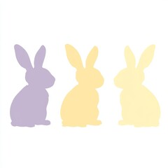Obraz premium Pastel tones are used to depict three bunnies in a stylized artistic representation