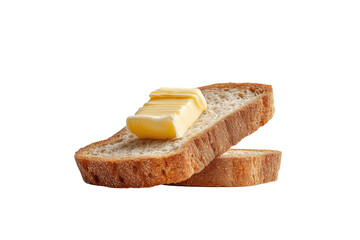 PNG Slice of whole grain bread with butter on black background