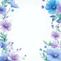 Fototapeta premium An elegant border is formed by delicate blue flowers that adorn the corners