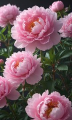 Fototapeta premium Luxurious pink peonies in full bloom, gentle light, refined aesthetic , romantic, floral