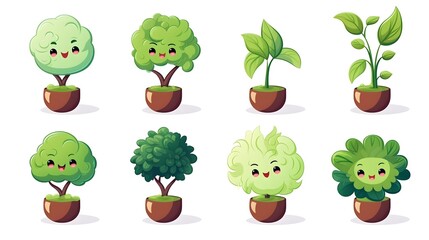 Colorful Cartoon Vector Illustration of a Cute Tree Plant Icon Isolated on White Background for Design Projects