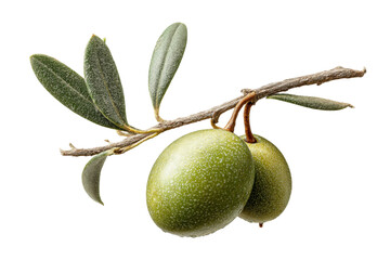 PNG Ripe green olives on branch with leaves isolated on black background