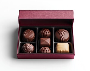 Exquisite chocolates in a maroon box