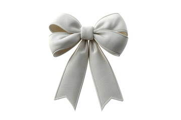 PNG Elegant white ribbon bow with tails on black background