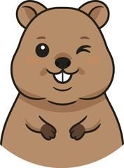 Obraz premium Cute winking groundhog cartoon character illustration with brown fur and playful expression vector design 