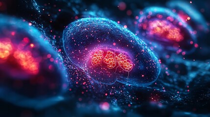 Cinematic focus pancreas during hormone regulation high detail islets of Langerhans releasing insulin ambient lighting and lifelike vascular detail