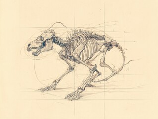 Detailed anatomical drawing of a running mammal's skeleton.