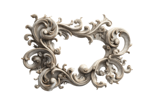 PNG Ornate baroque wooden frame with intricate floral carvings