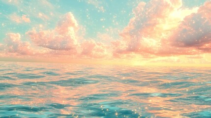 Obraz premium Pastel sunset over shimmering ocean