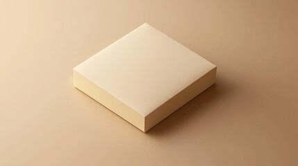 Beige square box mockup on neutral background perfect for branding and product presentation 3d clean